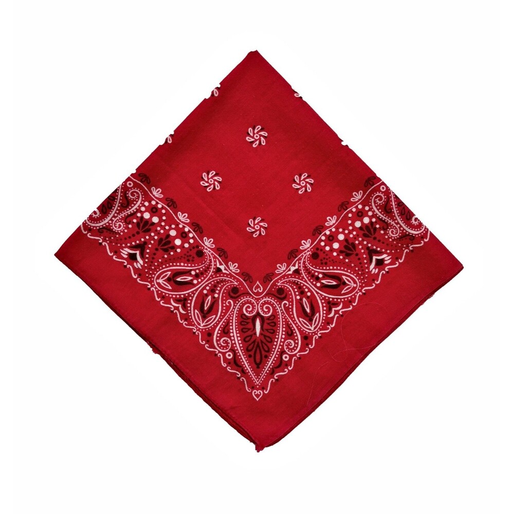 Red Paisley Bandana Fast Color Cotton Western Biker Motorcycle Vintage Ranch